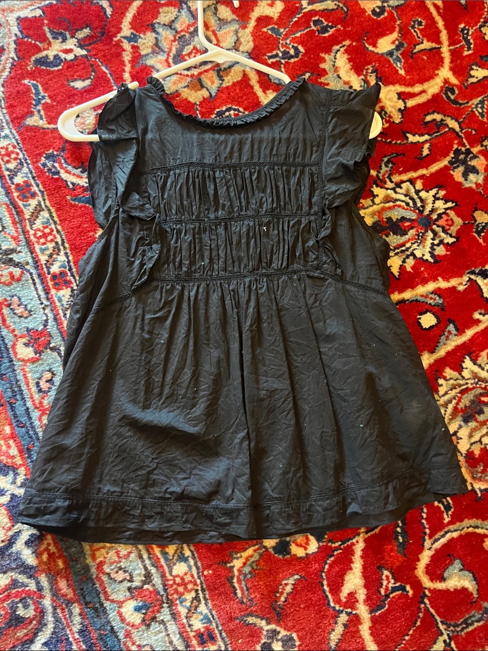 Rails Black Smocked Ruffle-Sleeve Tunic